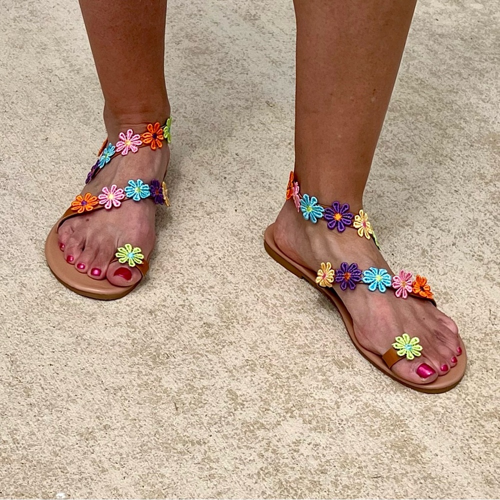 Colorful Daisy Multi-Color Women's Floral Sandals